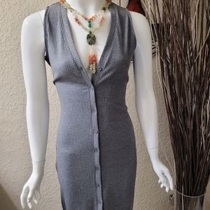 Gray Sleeveless Sweater Dress